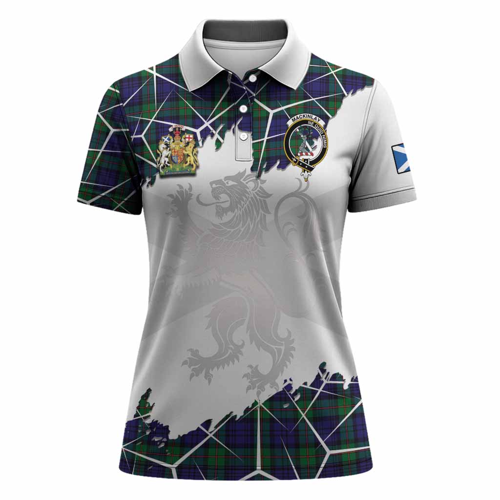 MacKinlay (McKinlay) Tartan Women Polo Shirt with Family Crest and Lion Rampant Grunge Style
