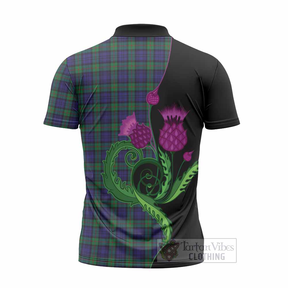 MacKinlay (McKinlay) Tartan Zipper Polo Shirt Traditional Scottish Thistle