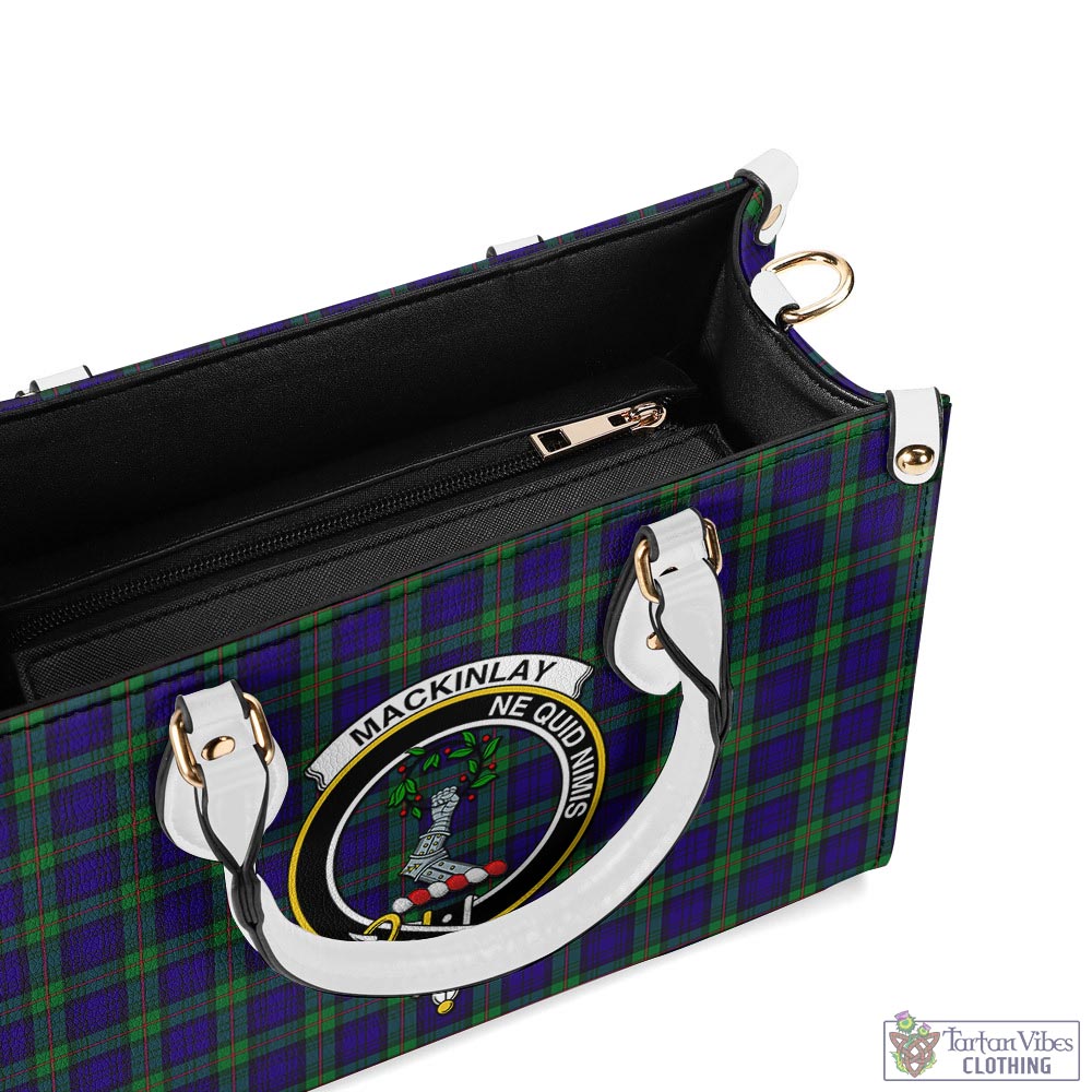 Tartan Vibes Clothing MacKinlay Modern Tartan Luxury Leather Handbags with Family Crest