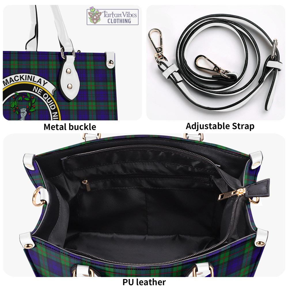 Tartan Vibes Clothing MacKinlay Modern Tartan Luxury Leather Handbags with Family Crest