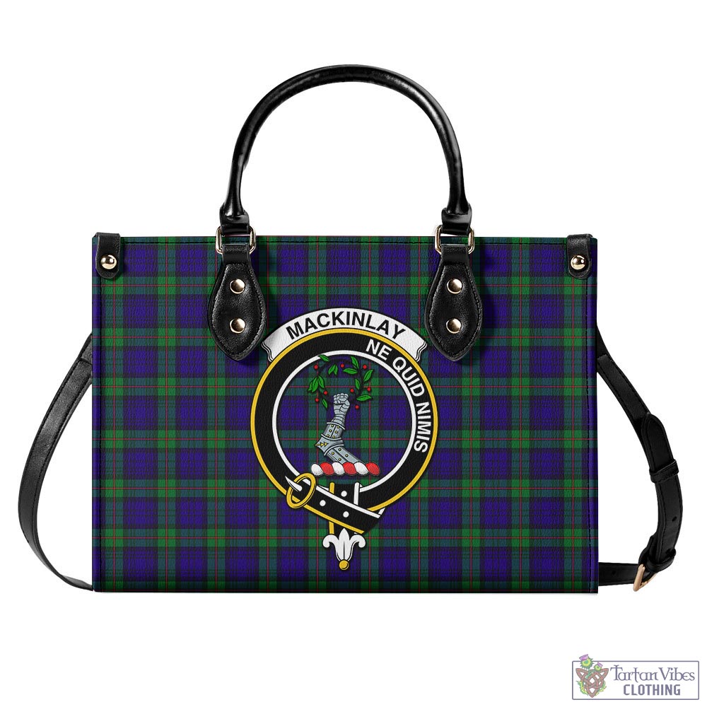 Tartan Vibes Clothing MacKinlay Modern Tartan Luxury Leather Handbags with Family Crest