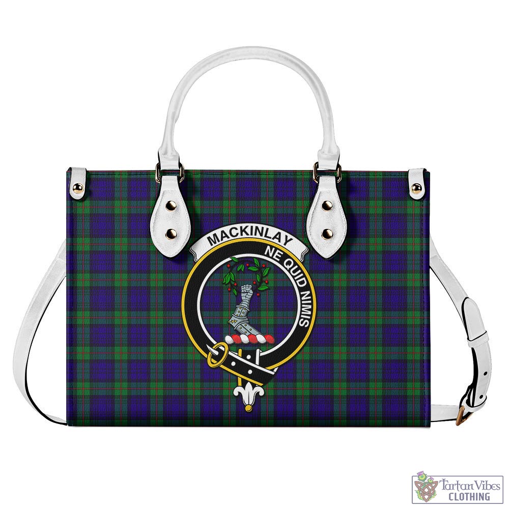 Tartan Vibes Clothing MacKinlay Modern Tartan Luxury Leather Handbags with Family Crest