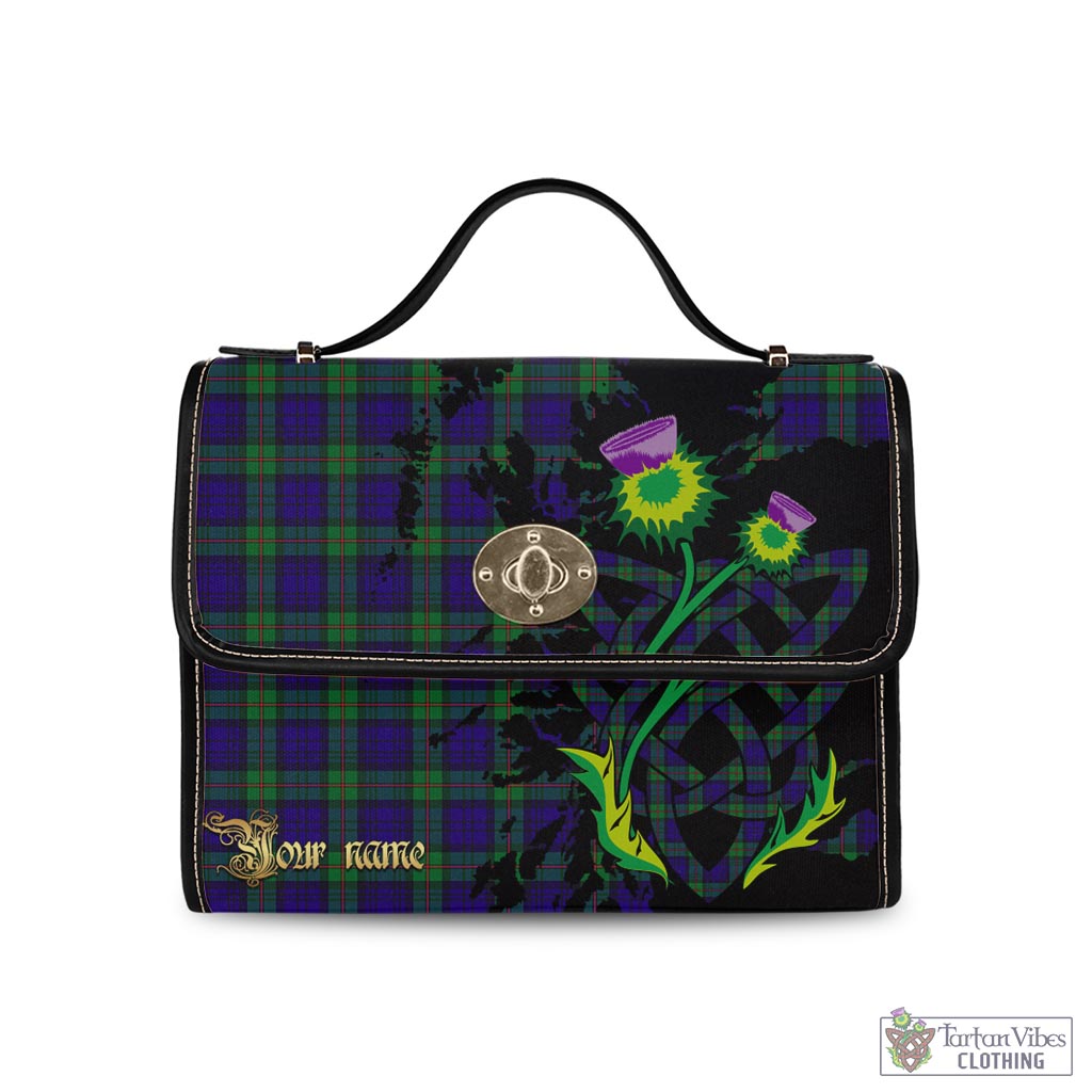 Tartan Vibes Clothing MacKinlay Modern Tartan Waterproof Canvas Bag with Scotland Map and Thistle Celtic Accents