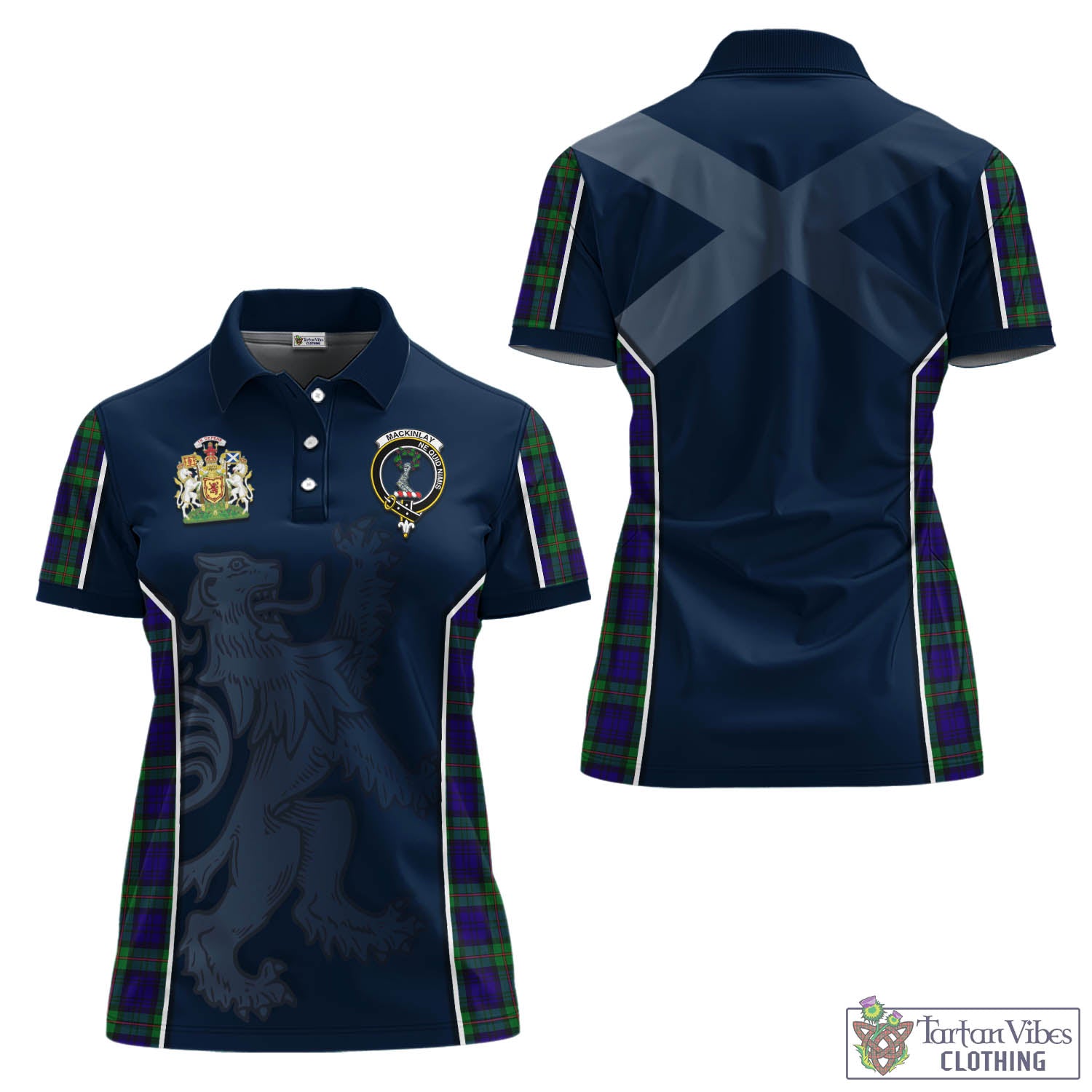 MacKinlay (McKinlay) Tartan Women's Polo Shirt with Family Crest and Lion Rampant Vibes Sport Style Women - Tartan Vibes Clothing