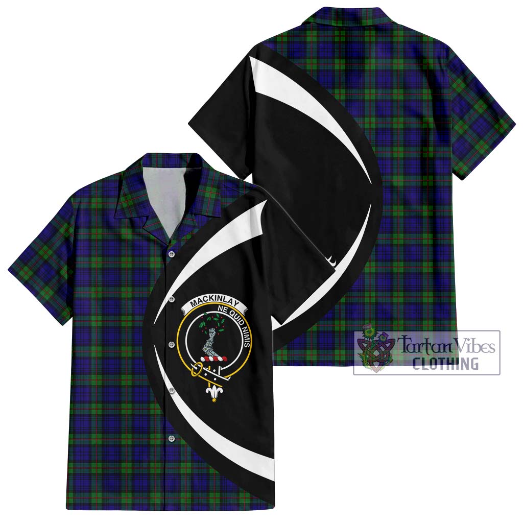 MacKinlay (McKinlay) Tartan Short Sleeve Button Up with Family Crest Circle Style Kid - Tartan Vibes Clothing