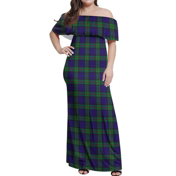 MacKinlay Modern Tartan Off Shoulder Long Dress Women's Dress - Tartanvibesclothing