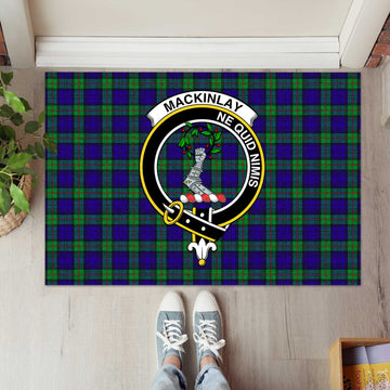MacKinlay Modern Tartan Door Mat with Family Crest - Tartanvibesclothing