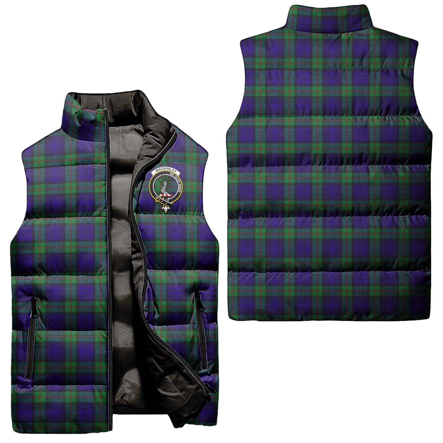 MacKinlay Modern Tartan Sleeveless Puffer Jacket with Family Crest Unisex - Tartanvibesclothing