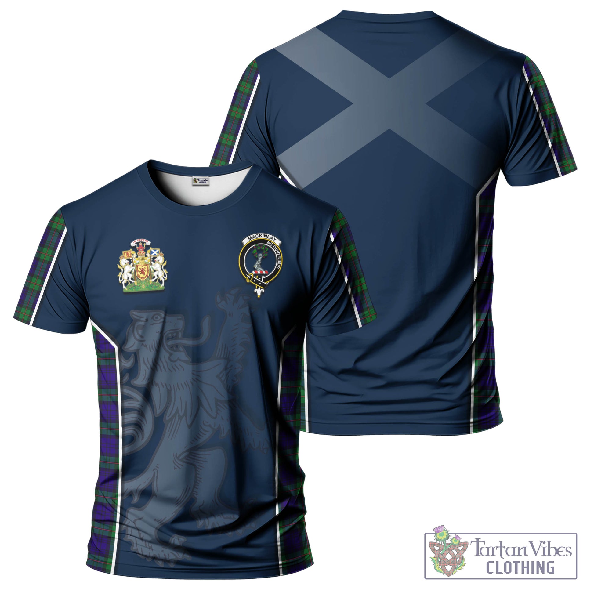 Tartan Vibes Clothing MacKinlay Modern Tartan T-Shirt with Family Crest and Lion Rampant Vibes Sport Style