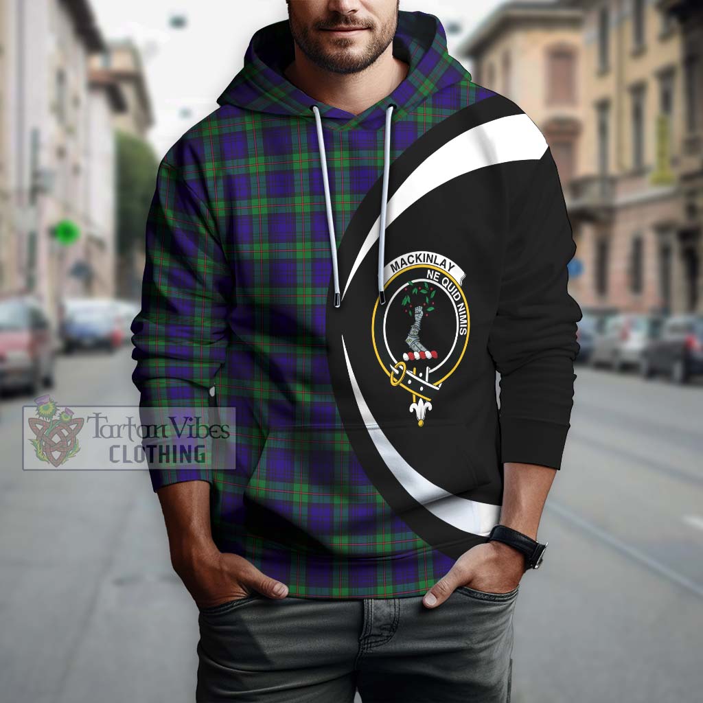 Tartan Vibes Clothing MacKinlay Modern Tartan Hoodie with Family Crest Circle Style