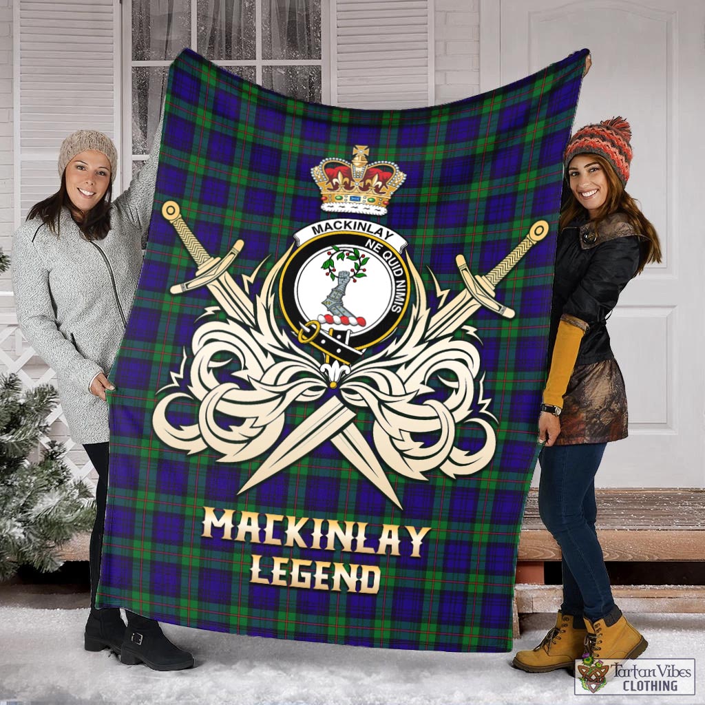 Tartan Vibes Clothing MacKinlay Modern Tartan Blanket with Clan Crest and the Golden Sword of Courageous Legacy