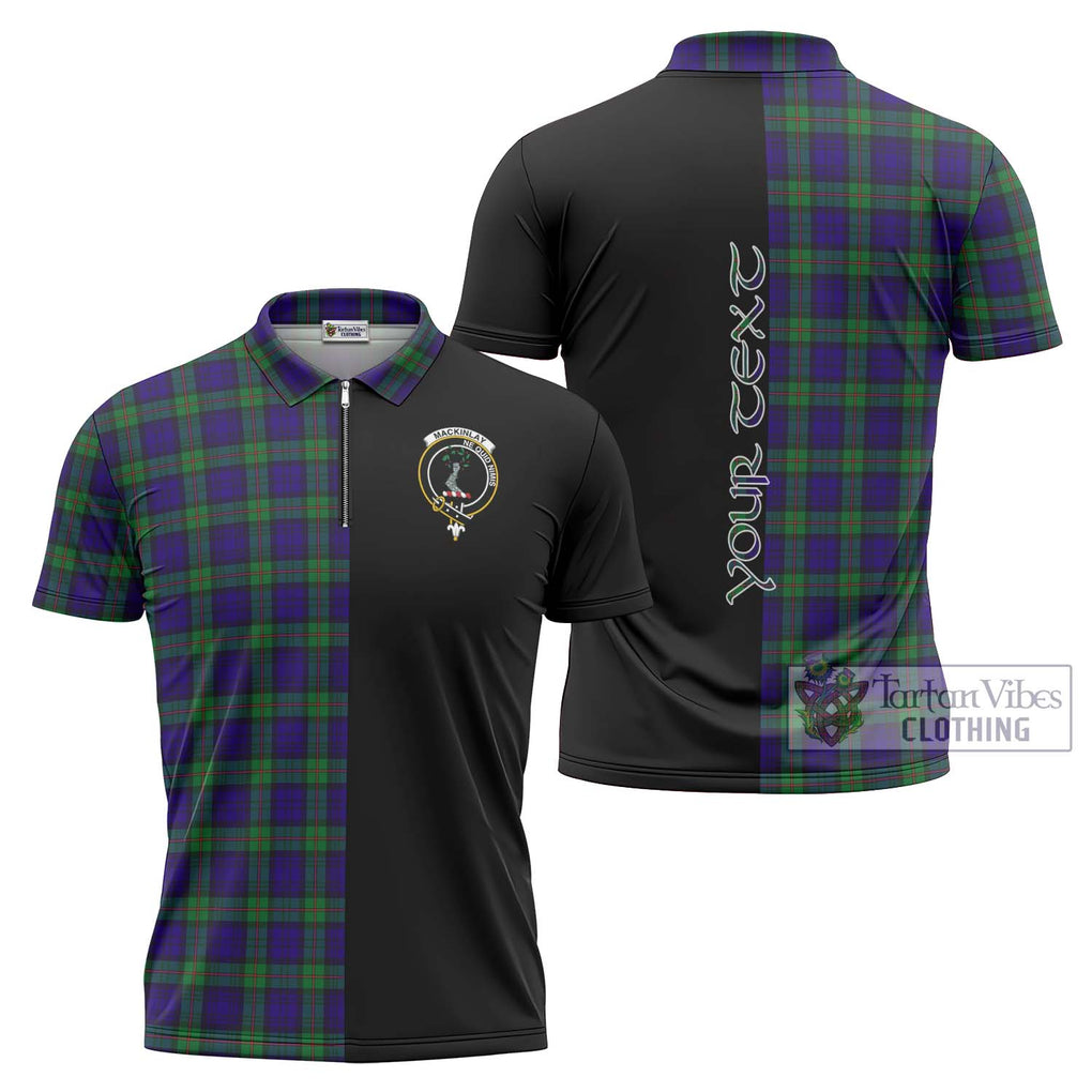 MacKinlay (McKinlay) Tartan Zipper Polo Shirt with Family Crest and Half Of Me Style Unisex - Tartanvibesclothing Shop