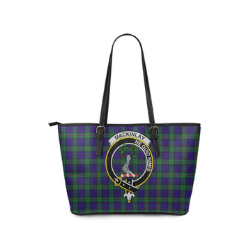 MacKinlay Modern Tartan Leather Tote Bag with Family Crest