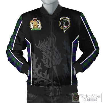 MacKinlay Modern Tartan Bomber Jacket with Family Crest and Scottish Thistle Vibes Sport Style
