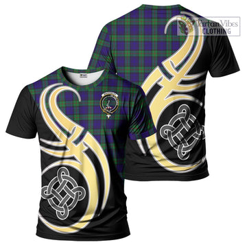 Tartan Vibes Clothing MacKinlay Modern Tartan T-Shirt with Family Crest and Celtic Symbol Style