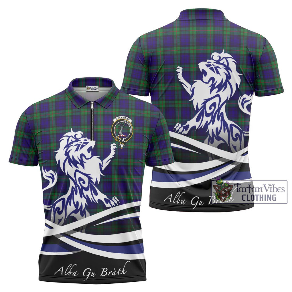 MacKinlay (McKinlay) Tartan Zipper Polo Shirt with Alba Gu Brath Regal Lion Emblem Unisex - Tartanvibesclothing Shop