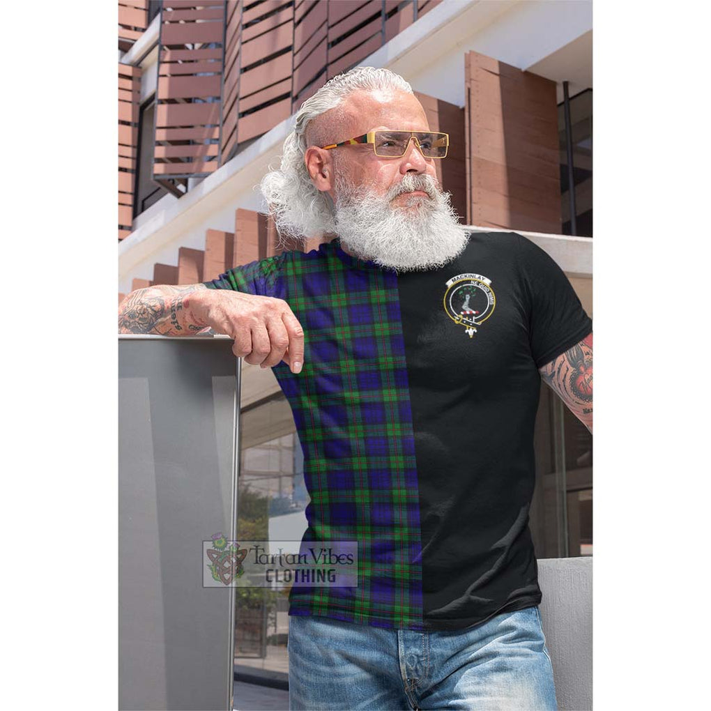 Tartan Vibes Clothing MacKinlay Modern Tartan Cotton T-shirt with Family Crest and Half Of Me Style