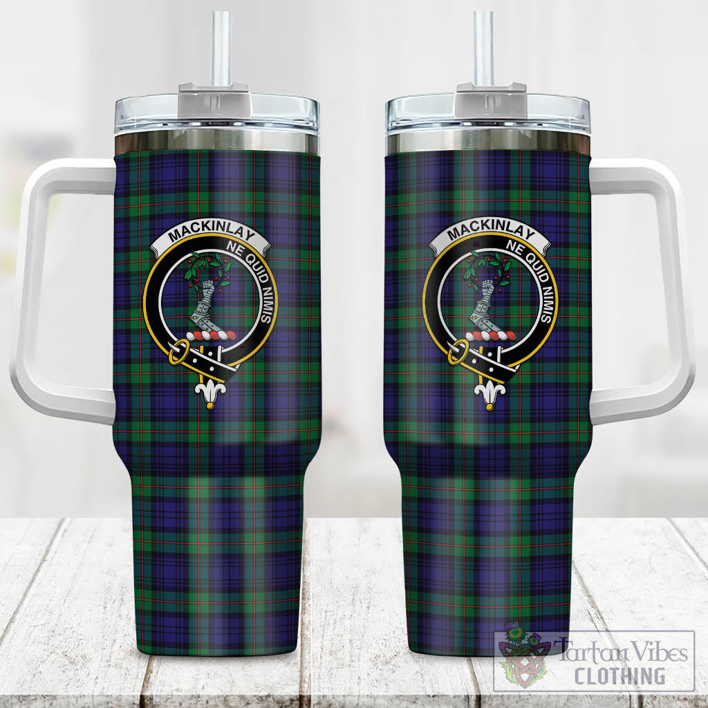 Tartan Vibes Clothing MacKinlay Modern Tartan and Family Crest Tumbler with Handle