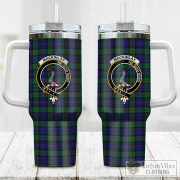 MacKinlay Modern Tartan and Family Crest Tumbler with Handle