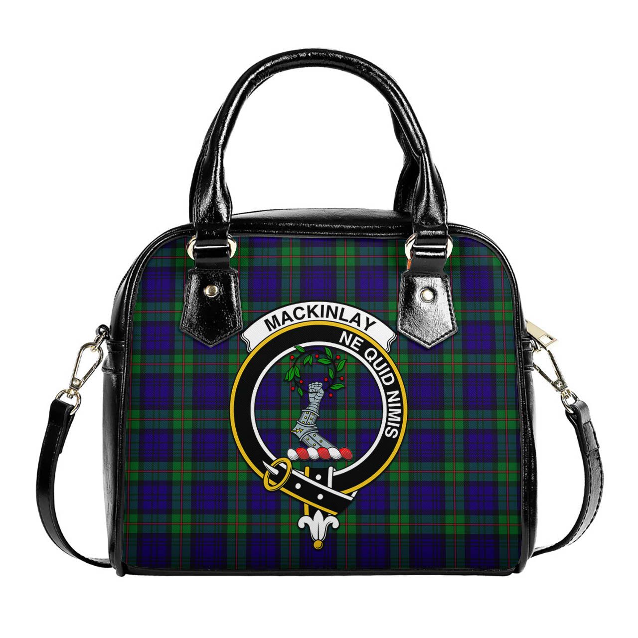 MacKinlay Modern Tartan Shoulder Handbags with Family Crest One Size 6*25*22 cm - Tartanvibesclothing