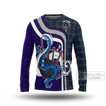 MacKinlay (McKinlay) Tartan Long Sleeve T-Shirt with Epic Bagpipe Style