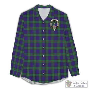 Tartan Vibes Clothing MacKinlay Modern Tartan Womens Casual Shirt with Family Crest