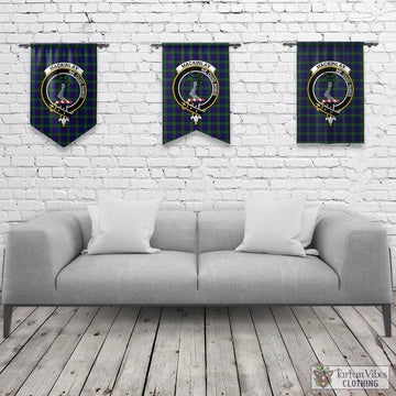 Tartan Vibes Clothing MacKinlay Modern Tartan Gonfalon, Tartan Banner with Family Crest