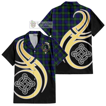 MacKinlay (McKinlay) Tartan Short Sleeve Button Shirt with Family Crest and Celtic Symbol Style - Tartan Vibes Clothing