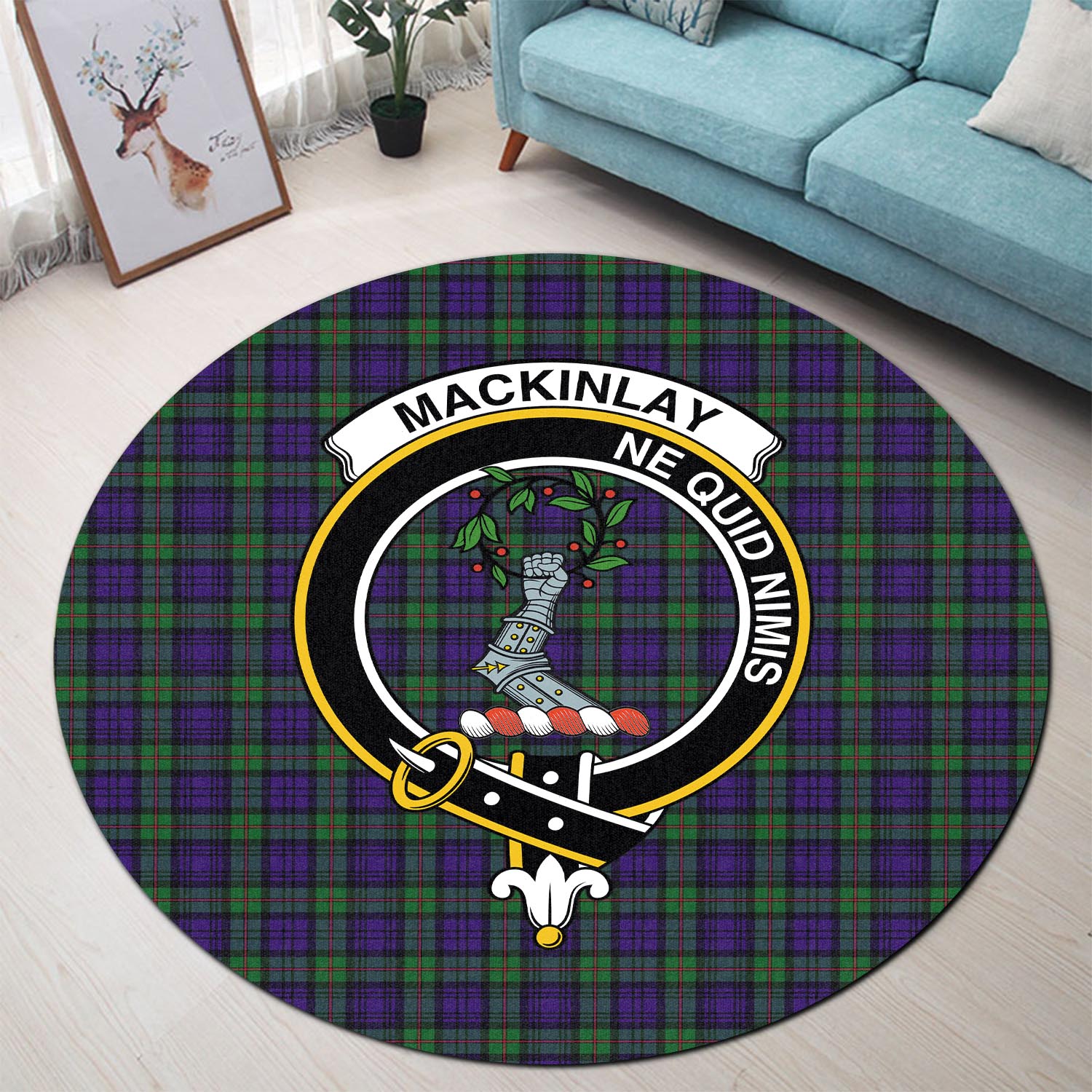mackinlay-modern-tartan-round-rug-with-family-crest