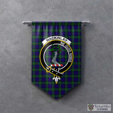 Tartan Vibes Clothing MacKinlay Modern Tartan Gonfalon, Tartan Banner with Family Crest