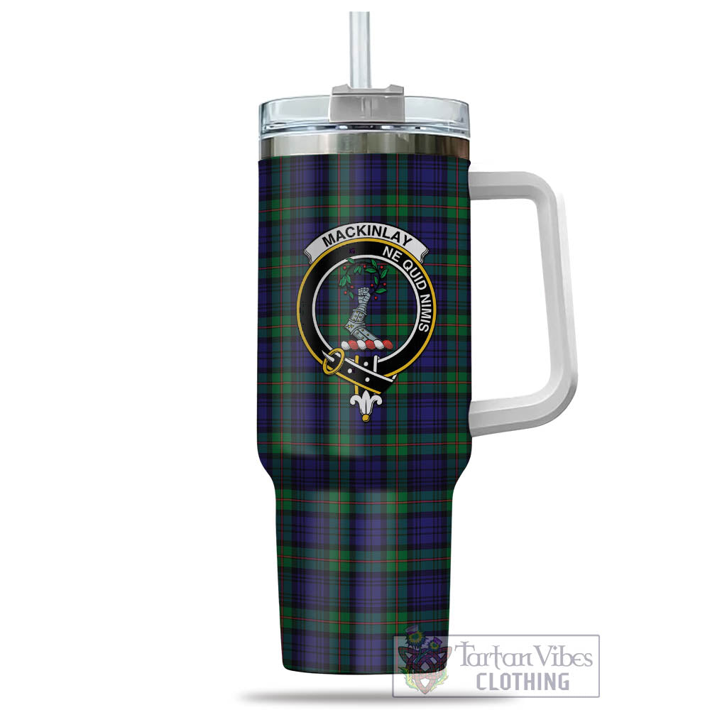 Tartan Vibes Clothing MacKinlay Modern Tartan and Family Crest Tumbler with Handle