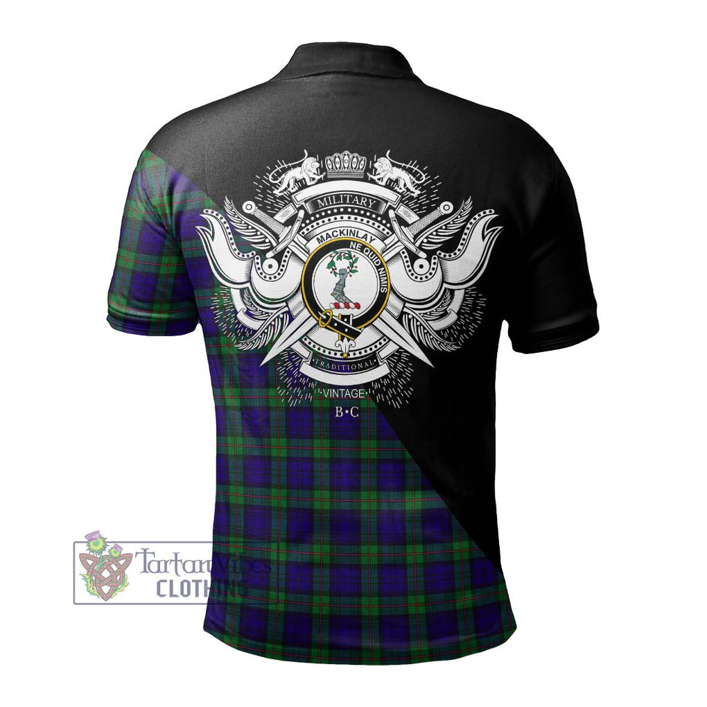 MacKinlay (McKinlay) Tartan Polo Shirt with Family Crest and Military Logo Style - Tartanvibesclothing Shop