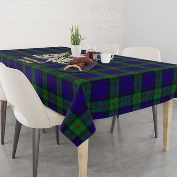 Tartan Vibes Clothing MacKinlay Modern Tartan Tablecloth with Clan Crest and the Golden Sword of Courageous Legacy
