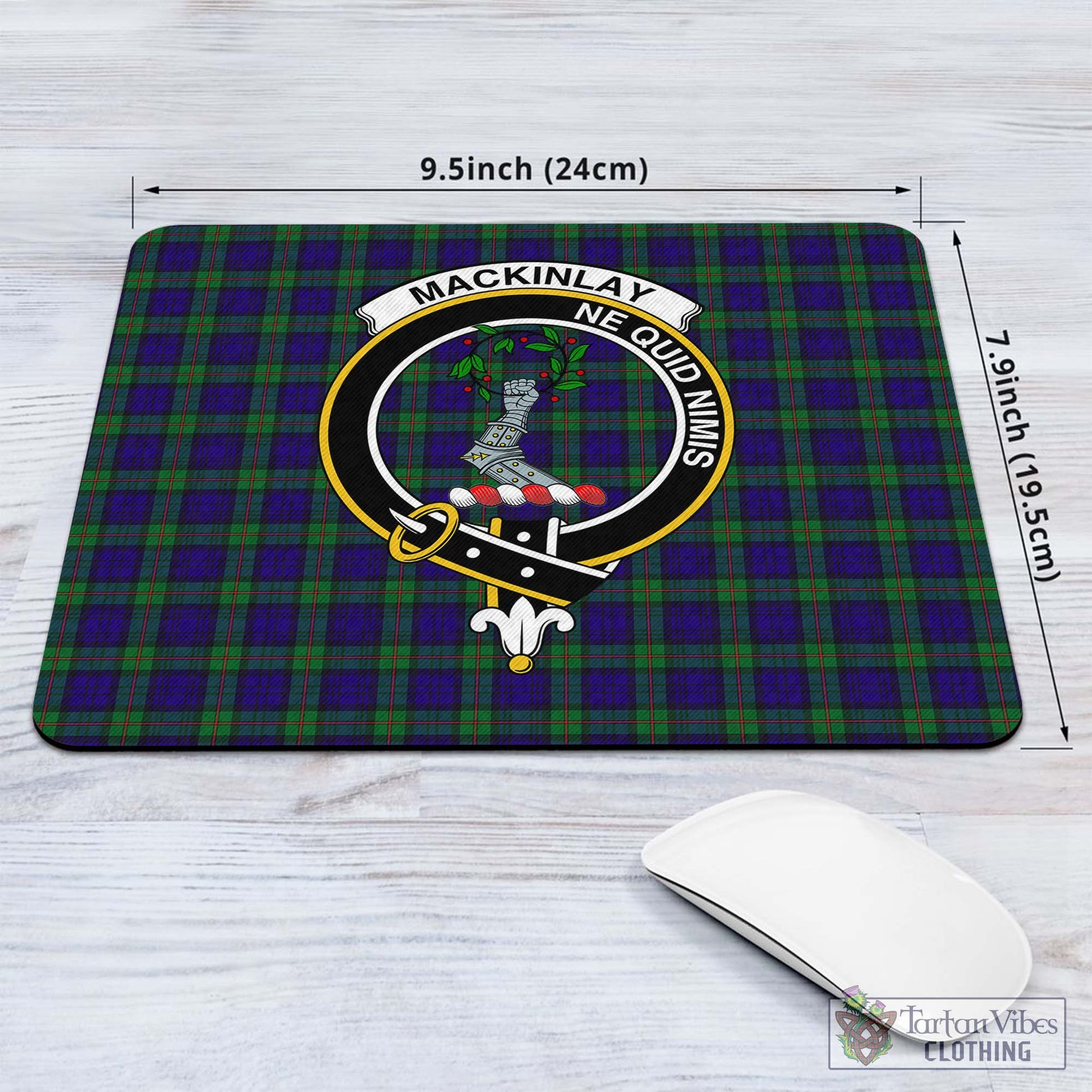 Tartan Vibes Clothing MacKinlay Modern Tartan Mouse Pad with Family Crest