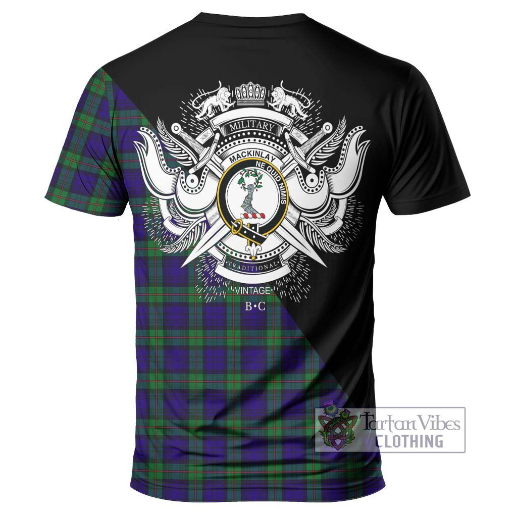 MacKinlay (McKinlay) Tartan T-Shirt with Family Crest and Military Logo Style - Tartanvibesclothing Shop