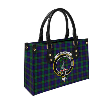 MacKinlay Modern Tartan Leather Bag with Family Crest