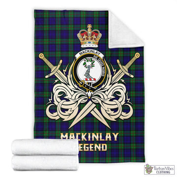 Tartan Vibes Clothing MacKinlay Modern Tartan Blanket with Clan Crest and the Golden Sword of Courageous Legacy