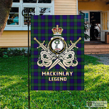 MacKinlay (McKinlay) Tartan Garden Flag with Clan Crest and the Golden Sword of Courageous Legacy