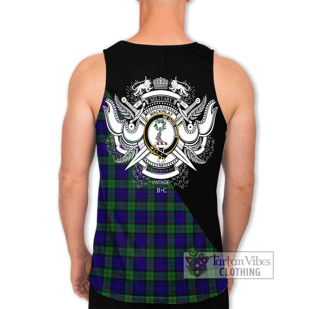 MacKinlay (McKinlay) Tartan Men's Tank Top with Family Crest and Military Logo Style - Tartanvibesclothing Shop