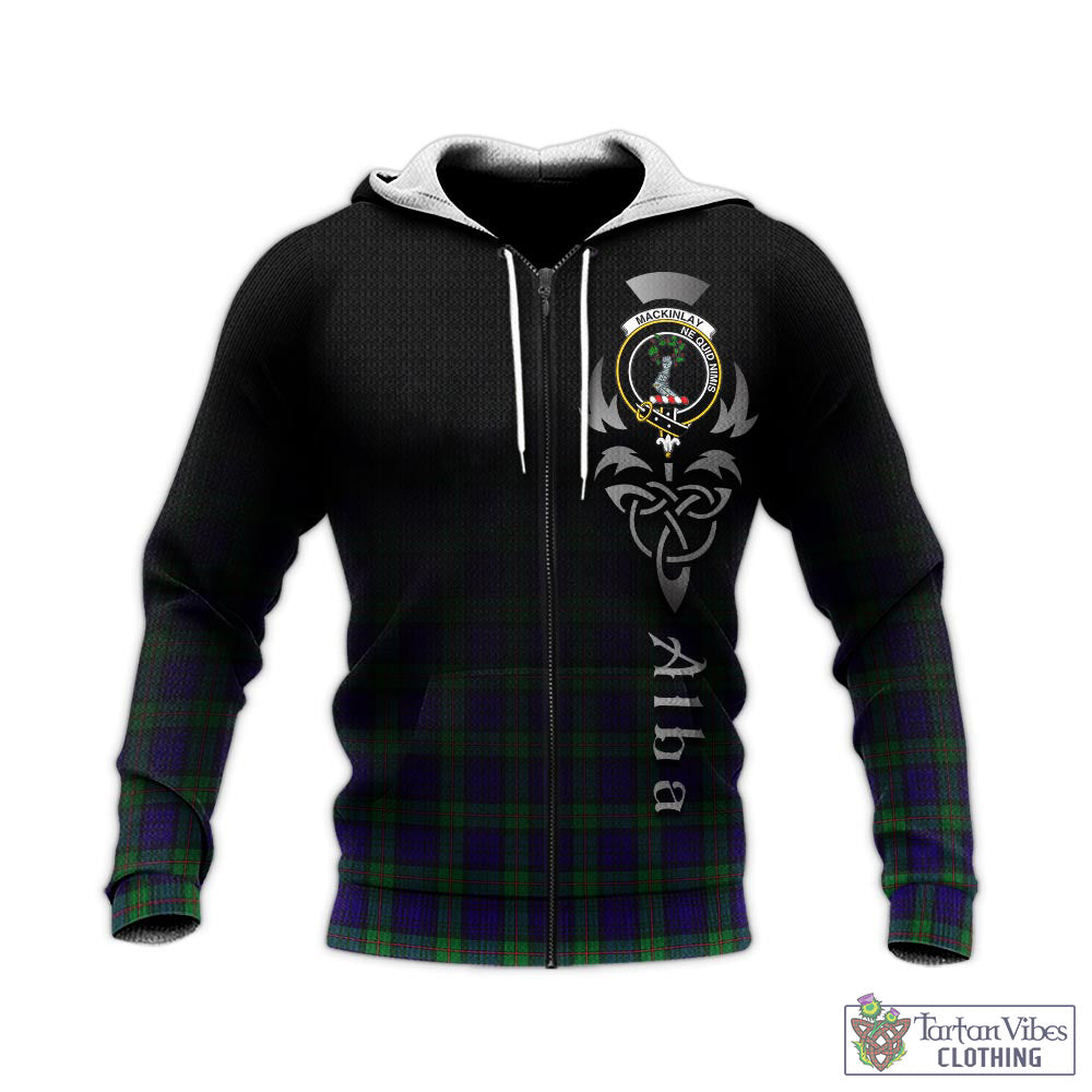 Tartan Vibes Clothing MacKinlay Modern Tartan Knitted Hoodie Featuring Alba Gu Brath Family Crest Celtic Inspired