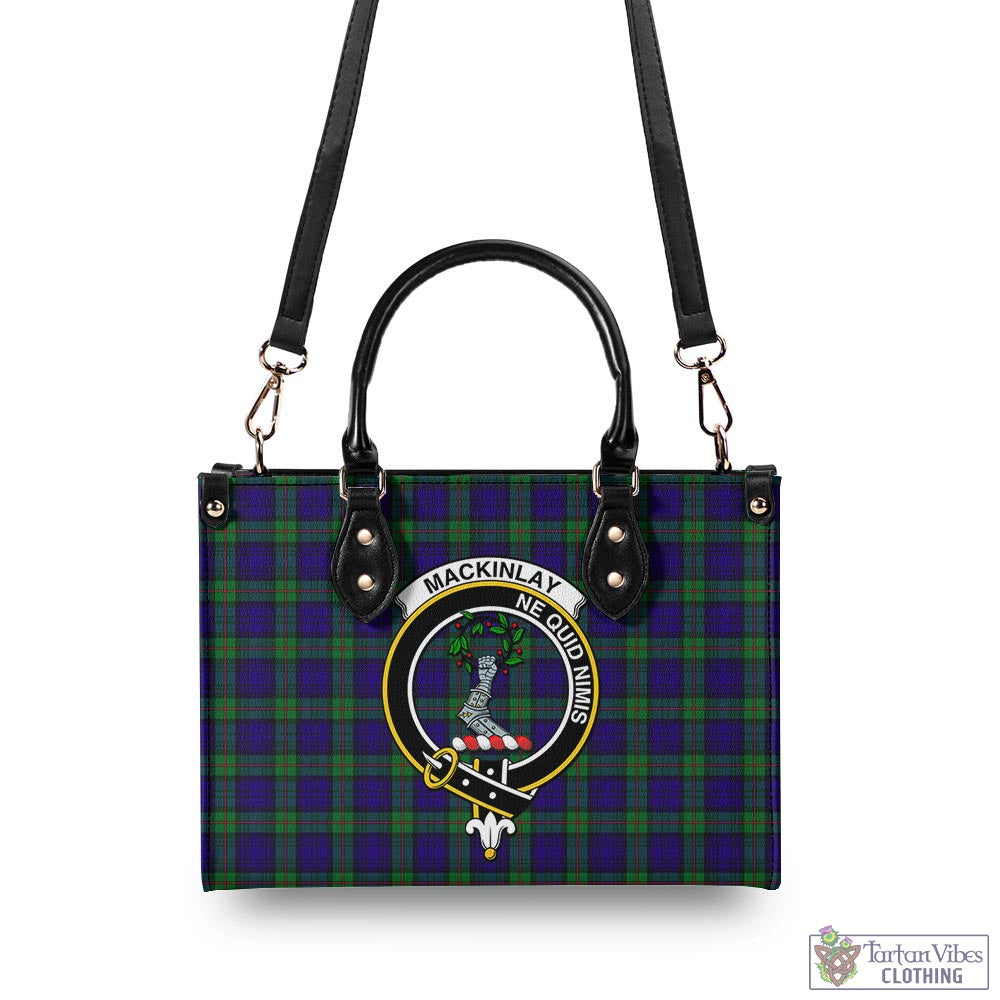 Tartan Vibes Clothing MacKinlay Modern Tartan Luxury Leather Handbags with Family Crest
