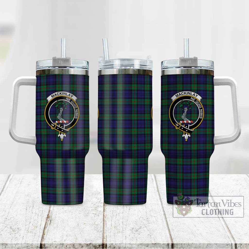 Tartan Vibes Clothing MacKinlay Modern Tartan and Family Crest Tumbler with Handle
