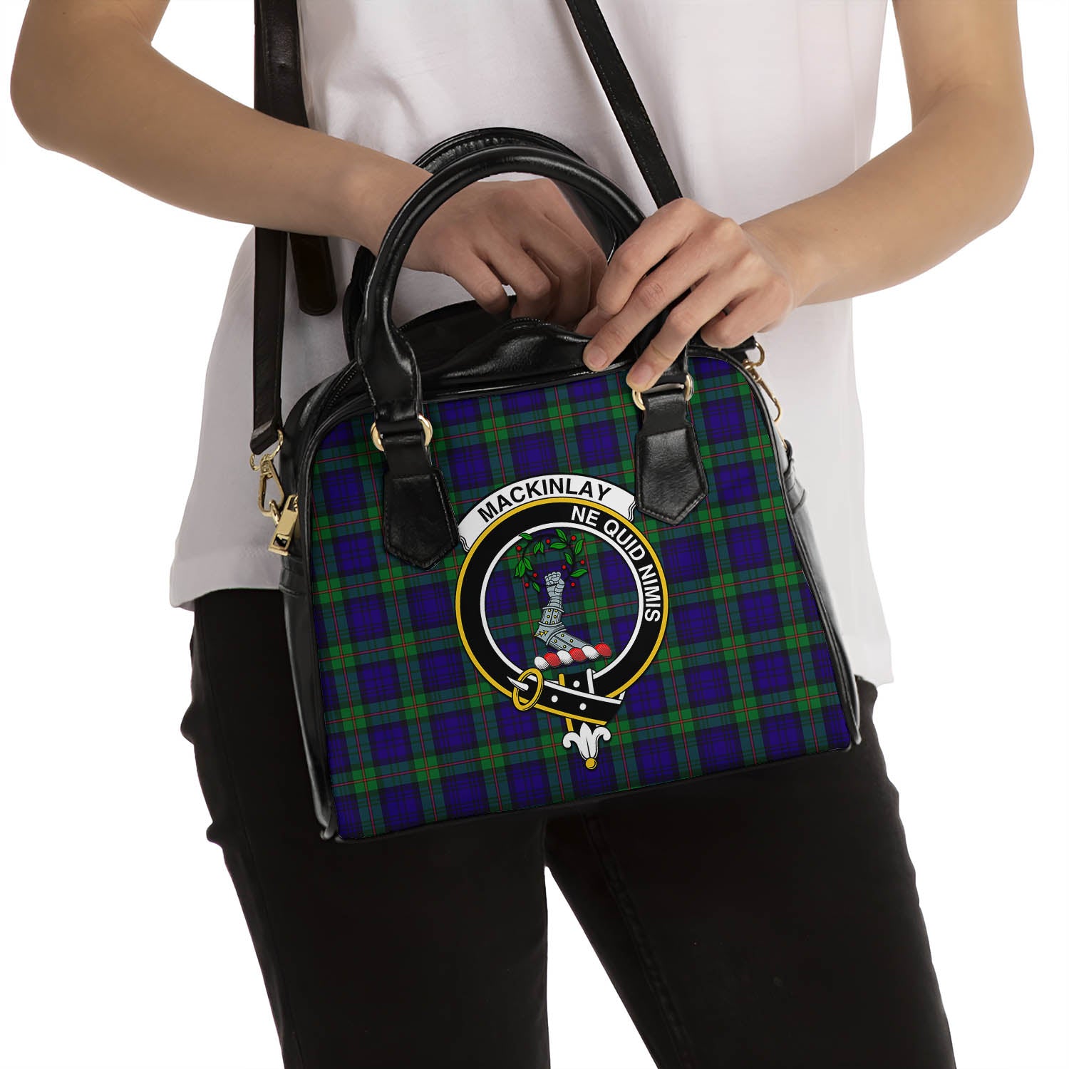 MacKinlay Modern Tartan Shoulder Handbags with Family Crest - Tartanvibesclothing