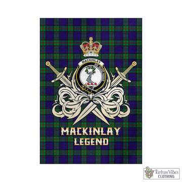 MacKinlay (McKinlay) Tartan Garden Flag with Clan Crest and the Golden Sword of Courageous Legacy