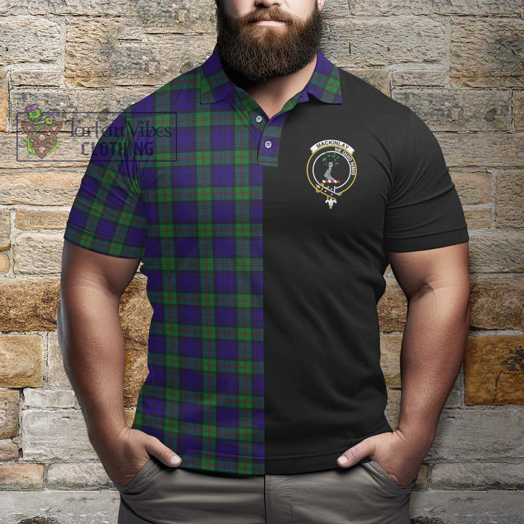 MacKinlay (McKinlay) Tartan Polo Shirt with Family Crest and Half Of Me Style - Tartanvibesclothing Shop