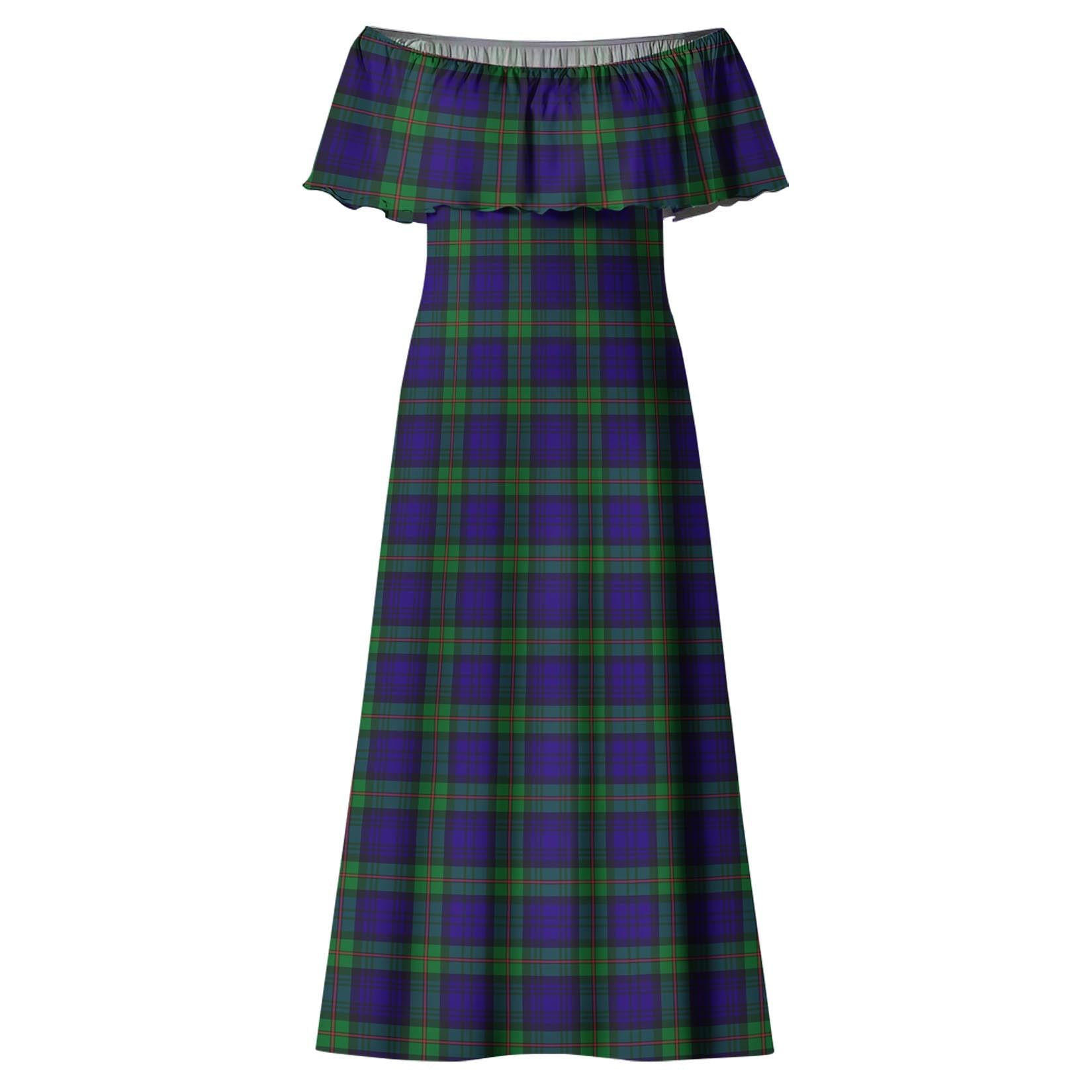 MacKinlay Modern Tartan Off Shoulder Long Dress - Tartanvibesclothing