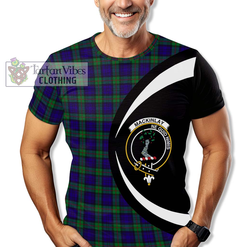 Tartan Vibes Clothing MacKinlay Modern Tartan T-Shirt with Family Crest Circle Style
