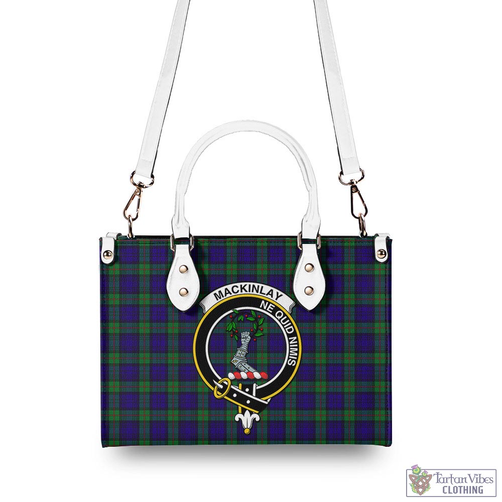 Tartan Vibes Clothing MacKinlay Modern Tartan Luxury Leather Handbags with Family Crest