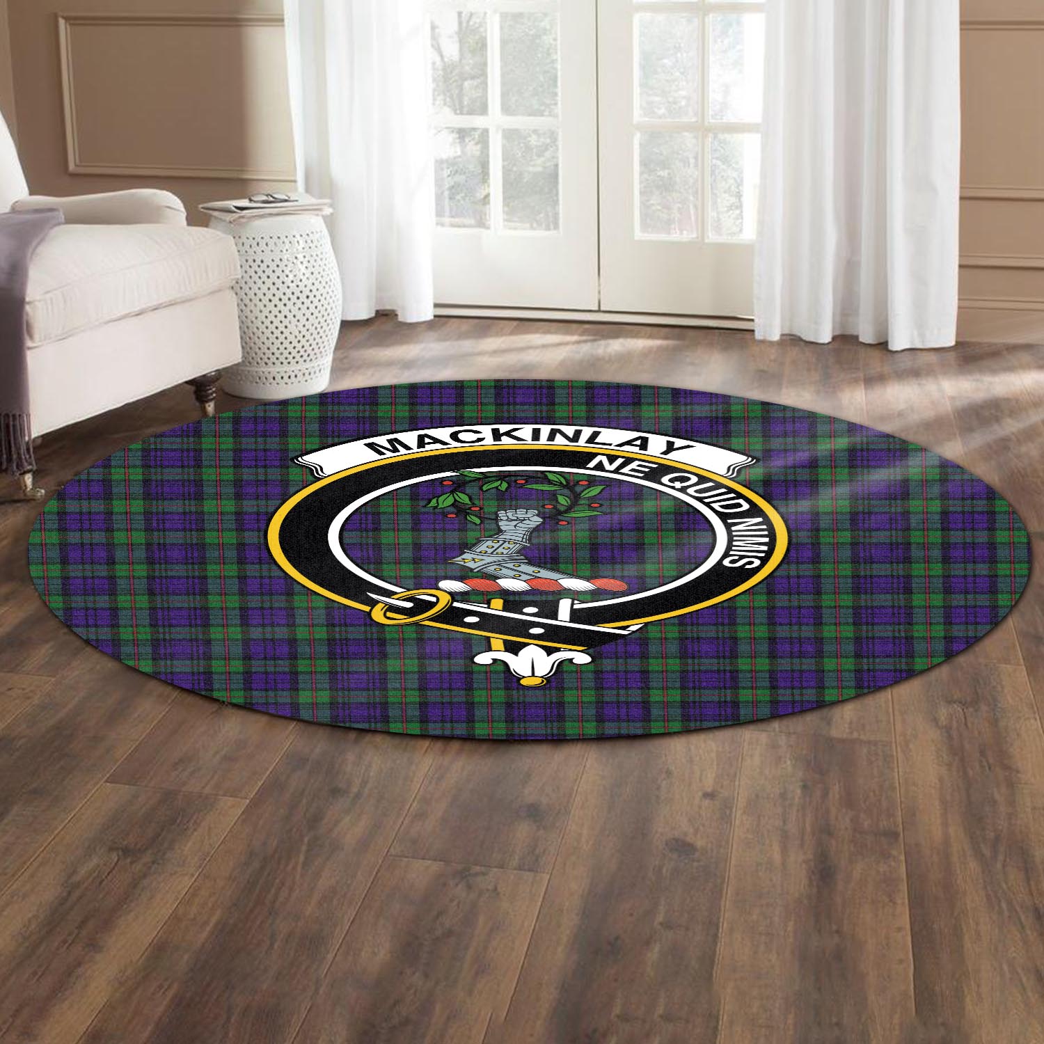 mackinlay-modern-tartan-round-rug-with-family-crest