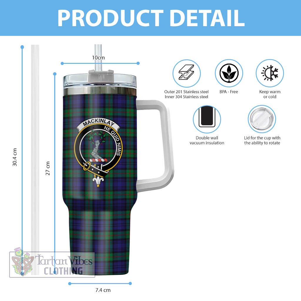 Tartan Vibes Clothing MacKinlay Modern Tartan and Family Crest Tumbler with Handle